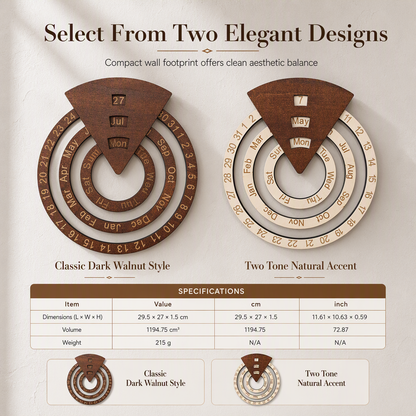 ⏰Circular Wooden Rotating Perpetual Calendar🪵📅