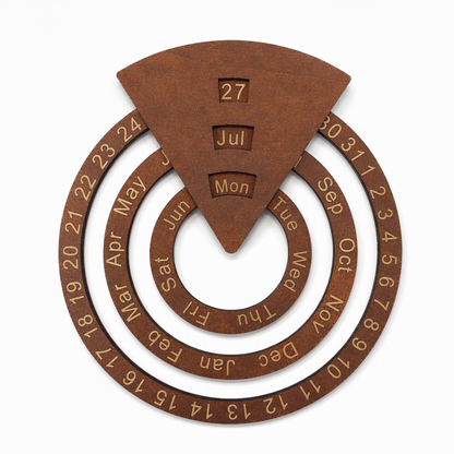 ⏰Circular Wooden Rotating Perpetual Calendar🪵📅