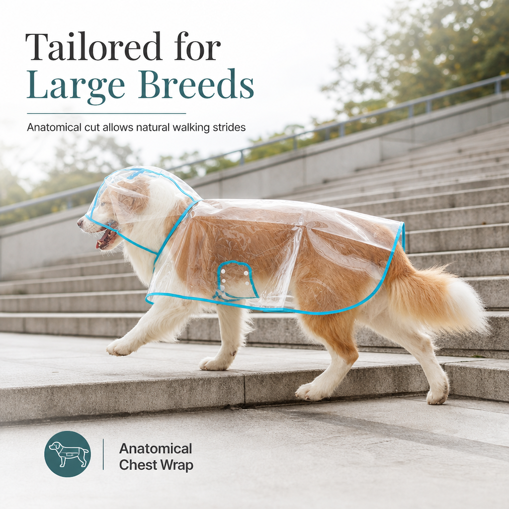 🌧️🐾 Transparent Waterproof Dog Raincoat – Clear Hood, Adjustable Fit, Multi-size 🐶