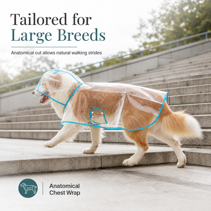 🌧️🐾 Transparent Waterproof Dog Raincoat – Clear Hood, Adjustable Fit, Multi-size 🐶