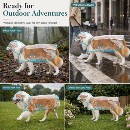 🌧️🐾 Transparent Waterproof Dog Raincoat – Clear Hood, Adjustable Fit, Multi-size 🐶