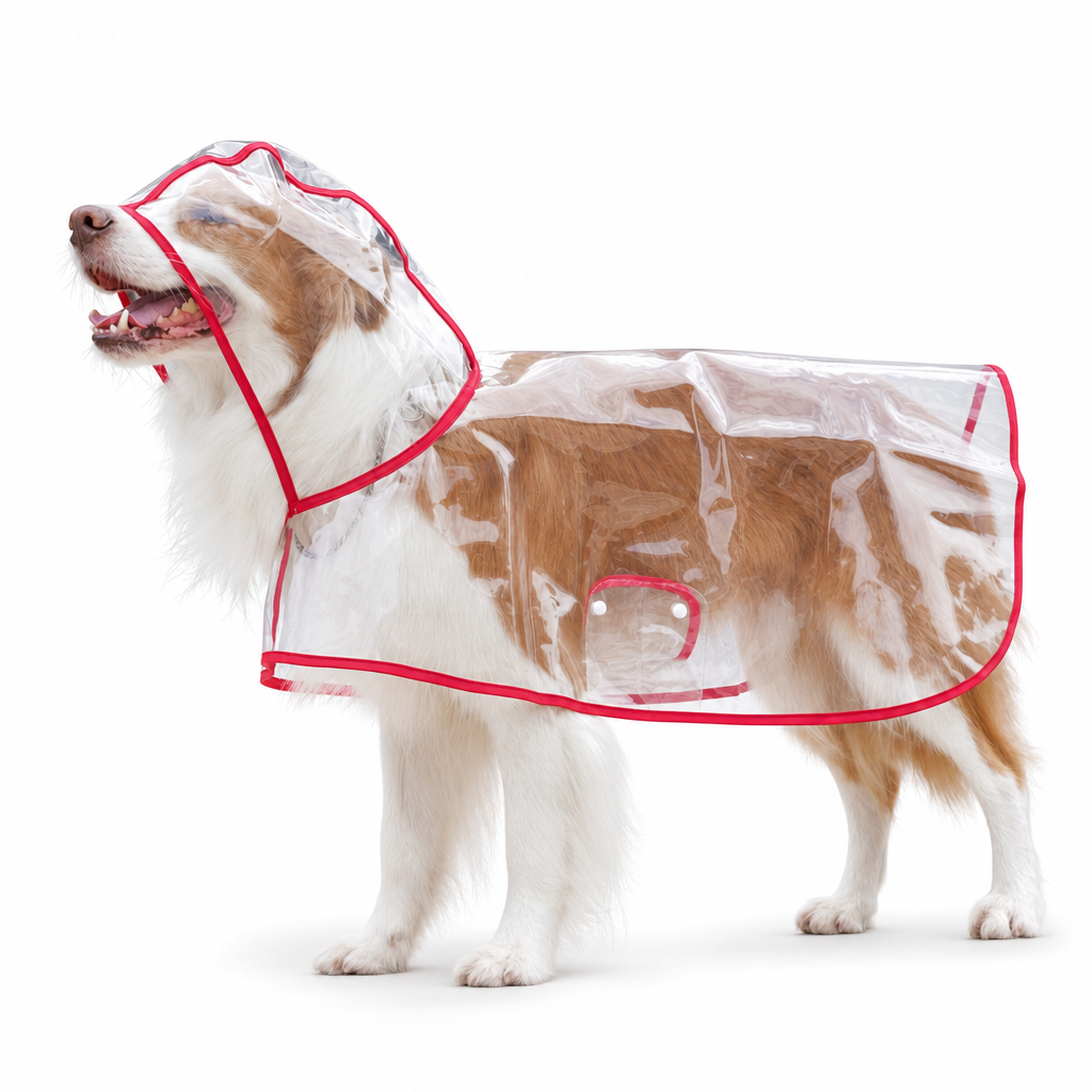 🌧️🐾 Transparent Waterproof Dog Raincoat – Clear Hood, Adjustable Fit, Multi-size 🐶