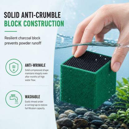 🐠💧 Activated Carbon Filter Cube – honeycomb filtration clears cloudy water, removes odors. Anti-crumble block for crystal-clear aquarium! 🛡️✅