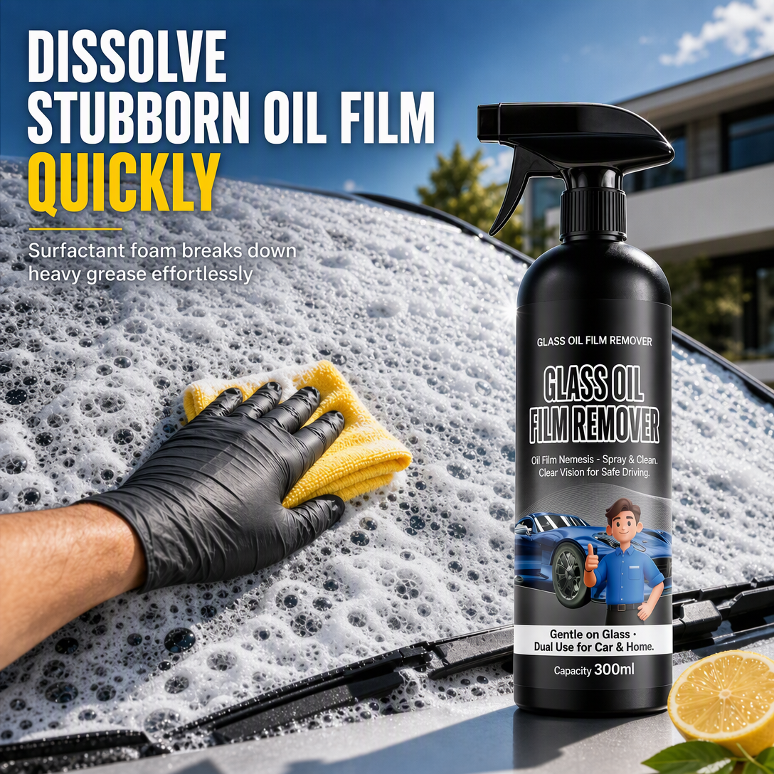 🚗 💧 Windshield Oil-Film Remover Spray 300ml – Degreases & clears glare ✨