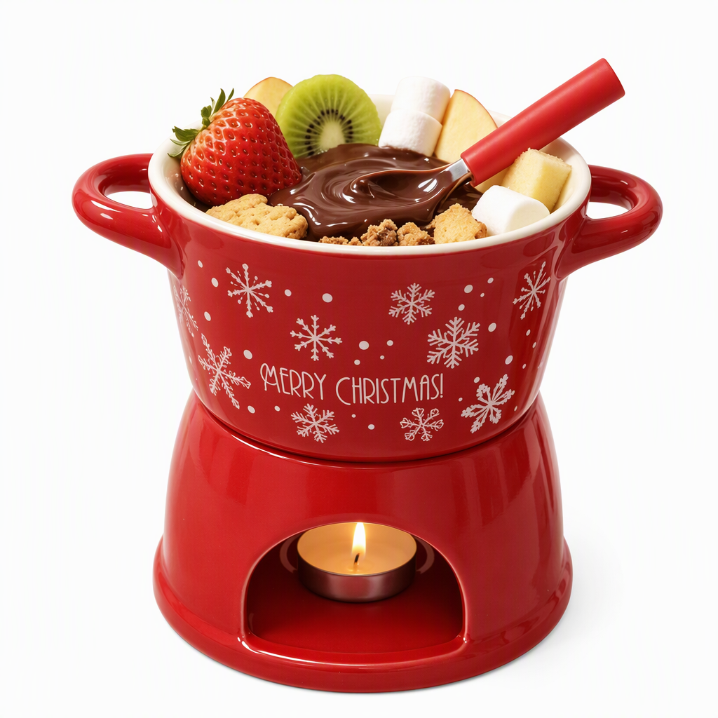 🍪Ceramic Chocolate and Cheese Fondue Melter Mug with Fork☕