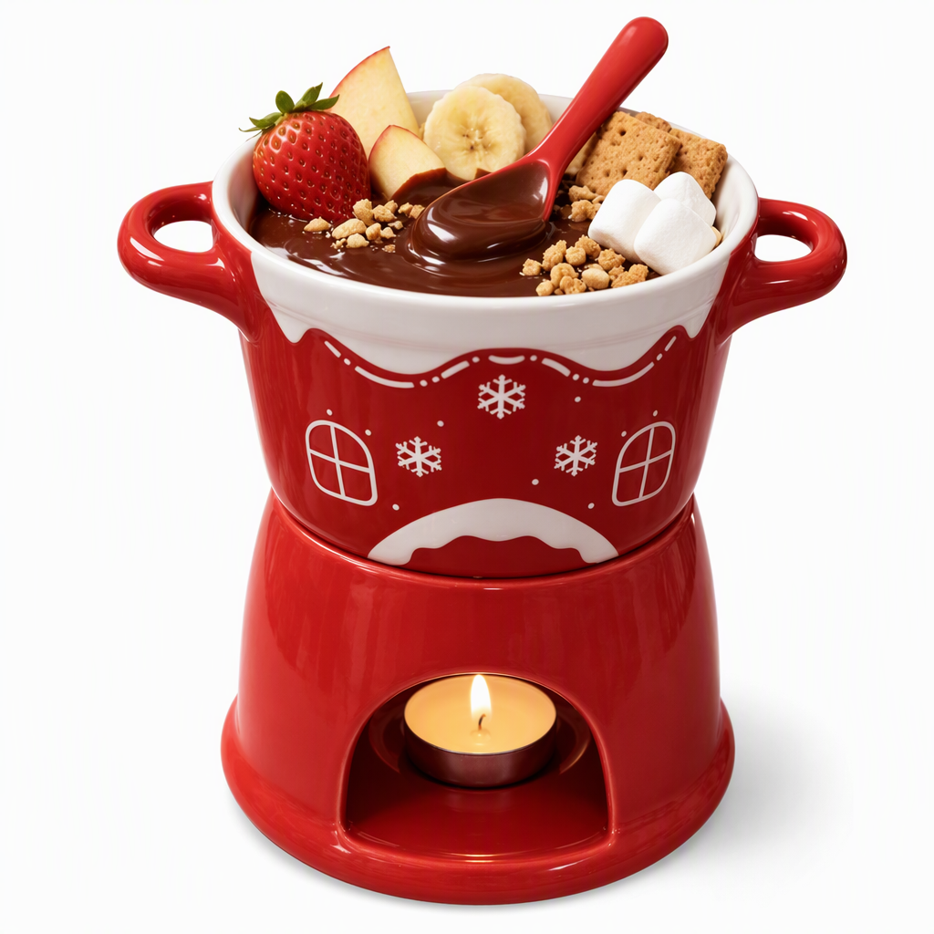 🍪Ceramic Chocolate and Cheese Fondue Melter Mug with Fork☕