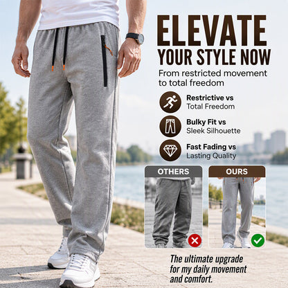 👖Men's Winter Thermal Sweatpants, Thick Fleece Lined Casual Trousers with Secure Zip Pockets