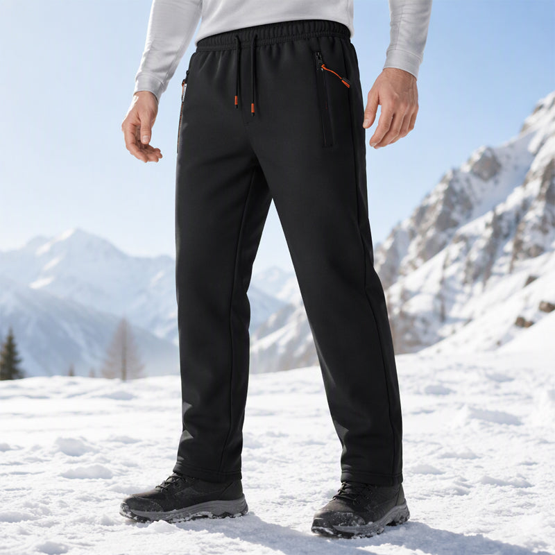👖Men's Winter Thermal Sweatpants, Thick Fleece Lined Casual Trousers with Secure Zip Pockets