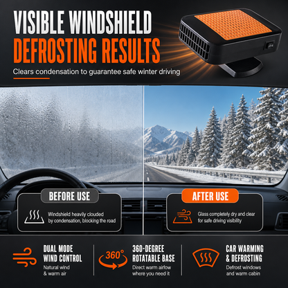 Portable 12V Car and Windshield Defroster Defogger Fan for Vehicles