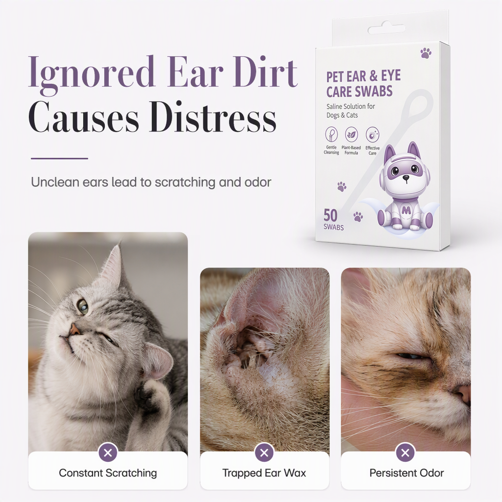 Pet Ear and Eye Cleaning Cotton Swabs for Cats and Dogs