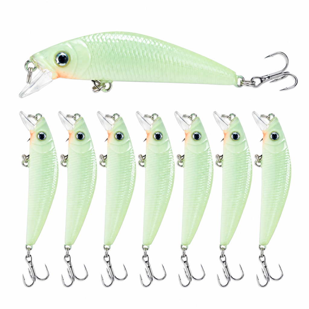 🎣 Luminous Minnow Hard Bait – 7cm Night Fishing Lure 🌙✨