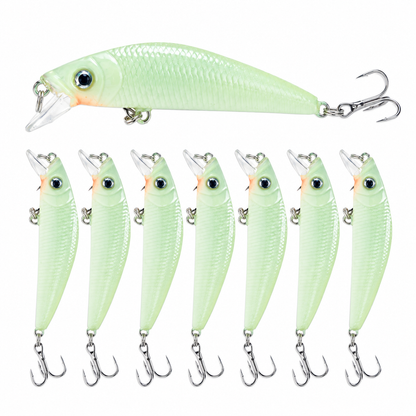🎣 Luminous Minnow Hard Bait – 7cm Night Fishing Lure 🌙✨