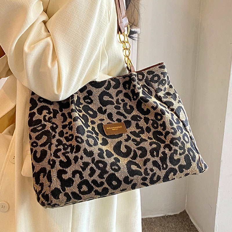 🎁2026 New Arrivals💥Large Capacity Tote Bag with Leopard Print