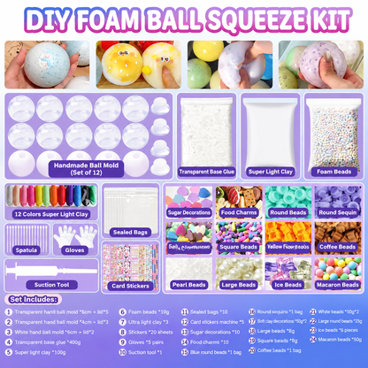 🧪DIY Squeeze Ball Making Kit – mix colorful clay & sparkling fillers, leak-proof slow-rising fun. No-mess craft for kids! 🎨✅
