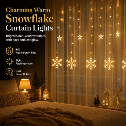 ❄️ ✨ LED Snowflake Curtain Lights – Waterproof & festive décor ✨