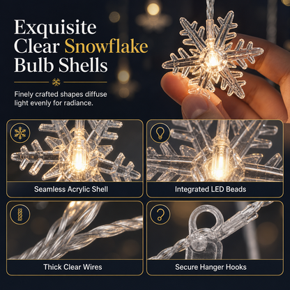 ❄️ ✨ LED Snowflake Curtain Lights – Waterproof & festive décor ✨