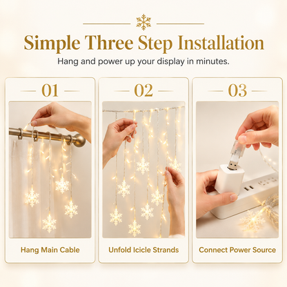 ❄️ ✨ LED Snowflake Curtain Lights – Waterproof & festive décor ✨